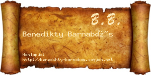 Benedikty Barnabás névjegykártya